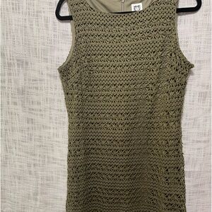 Anne Klein crocheted dress, olive green crocheted dress